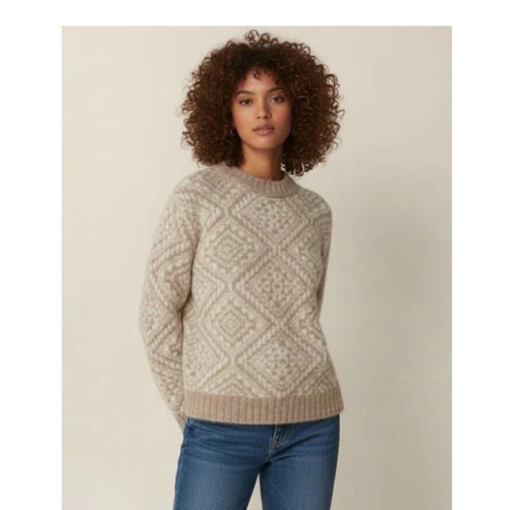 White + Warren Alpaca Fair Isle Nordic Sweater Womens Large